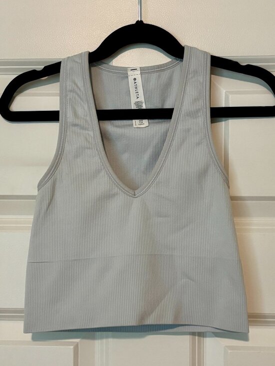 Athleta Tops - Athleta Aurora Crop Rib Tank V-Neck Light Blue • Size XXS
